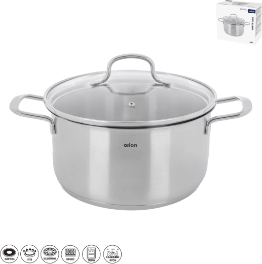 Faitout en inox ANETT Glass 6,4 l avec couvercle en verre