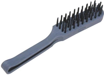 Brosse métallique manuelle à 4 rangées, poignée en plastique