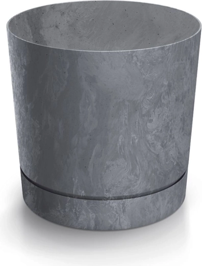 Cache-pot effet béton TUBO P 17,8 cm marengo avec soucoupe d’égouttage