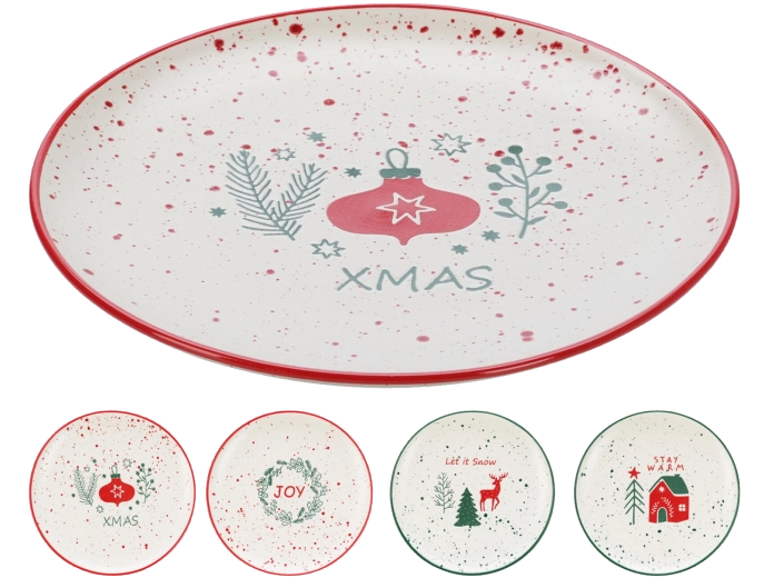 Assiette à dessert de Noël 20 cm en porcelaine New Bone China avec motif renne