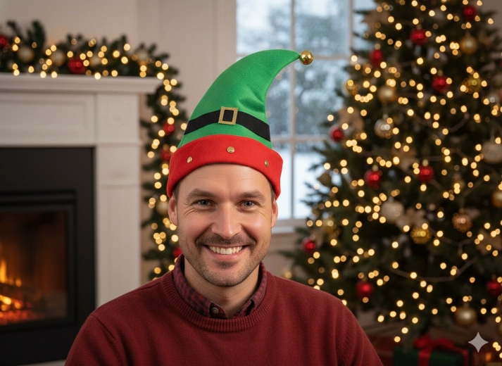 Bonnet de lutin de Noël avec grelots