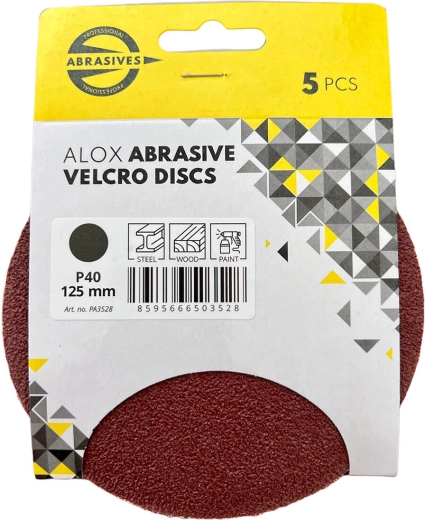 Disques abrasifs à fixation velcro 125 mm, grain 40 (5 pcs)