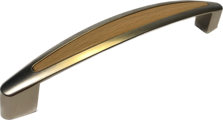 Poignée Fatima 128 nickel mat/hêtre