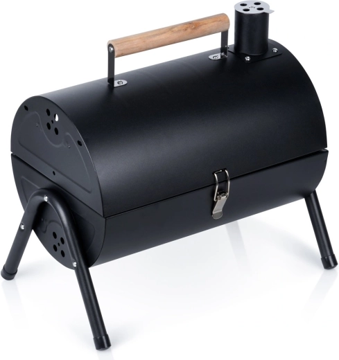 Gril à charbon portable Vilde en acier avec cheminée et double grille 41 × 25 × 38 cm