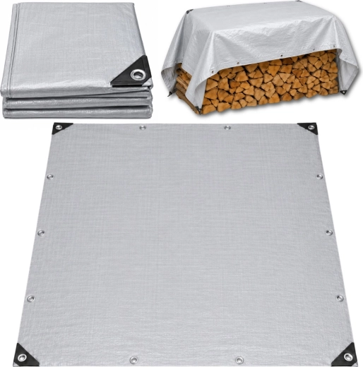 Bâche de protection imperméable grise avec œillets 200 × 400 cm