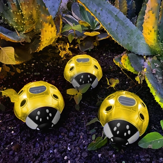 Luminaire de jardin solaire Coccinelle jaune avec 6 LED