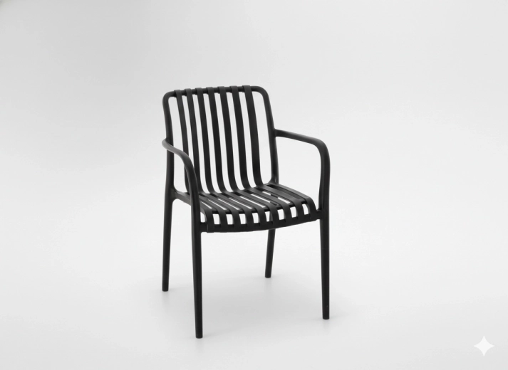 Chaise de jardin noire avec filtre UV
