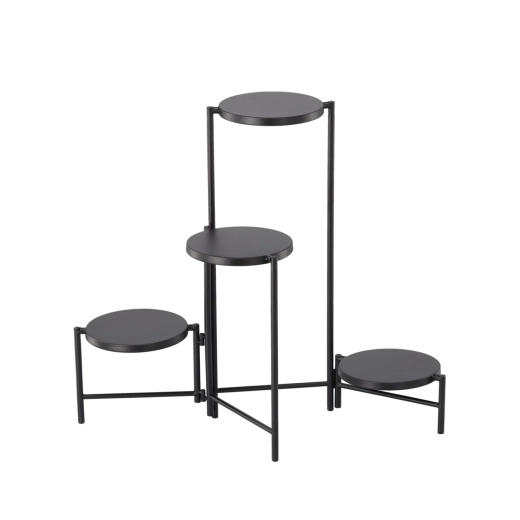 Support à plantes en métal à quatre niveaux, noir