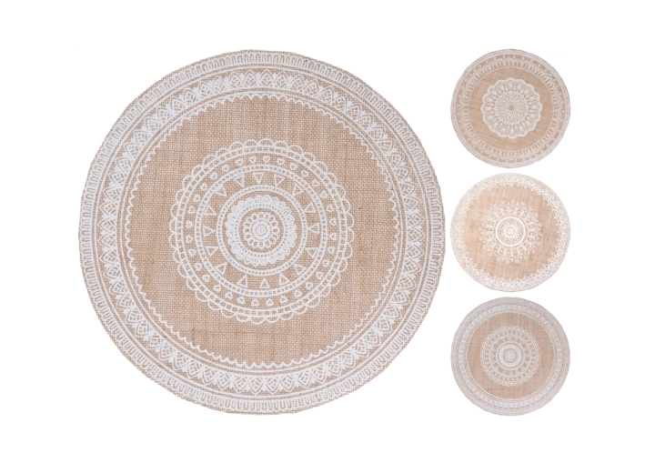 Set de table rond en jute avec mandala 38 cm