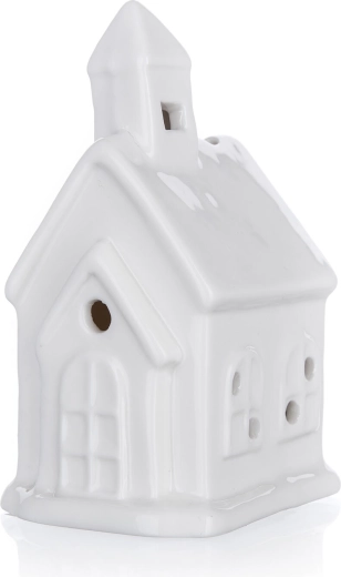 Maison en porcelaine à LED – décoration blanche avec lumière vacillante