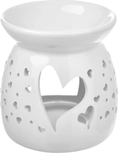 Brûle-parfum en porcelaine blanc avec motif cœur