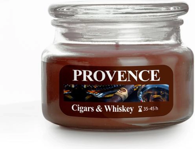 Bougie parfumée en verre Provence cigars & whiskey 45 heures