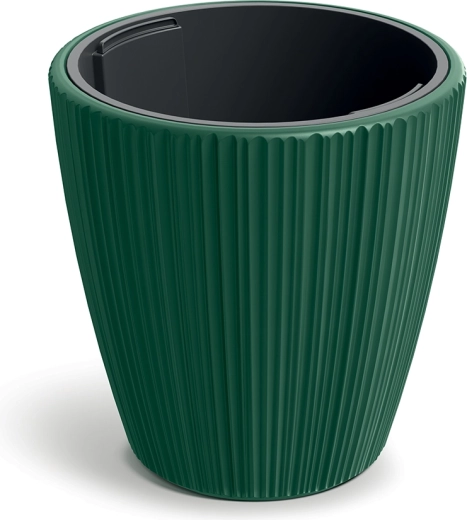 Cache-pot Oro 47 cm vert foncé avec insert intérieur