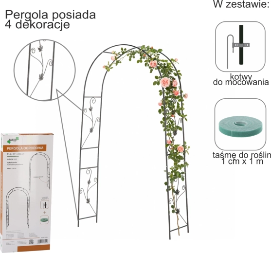 Pergola de jardin avec ancres 114 × 37 × 230 cm