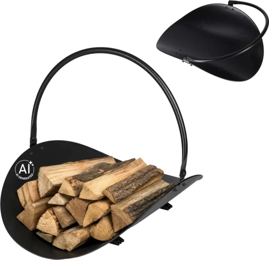 Panier métallique portable pour bois de cheminée avec poignée - 1 pièce