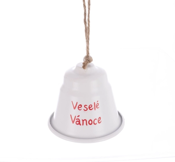 Clochette de Noël en métal « Joyeux Noël » blanche 7 cm