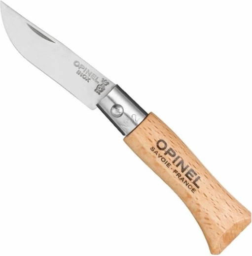 Opinel N°02 Inox couteau de poche 3,5 cm en bois de hêtre