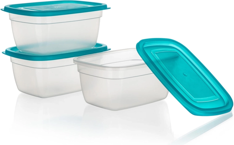 Lot de boîtes alimentaires en plastique 0,95 l – turquoise, 3 pièces