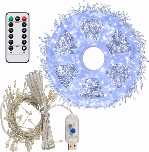 Guirlande lumineuse LED de 6 m avec 200 diodes, blanc froid