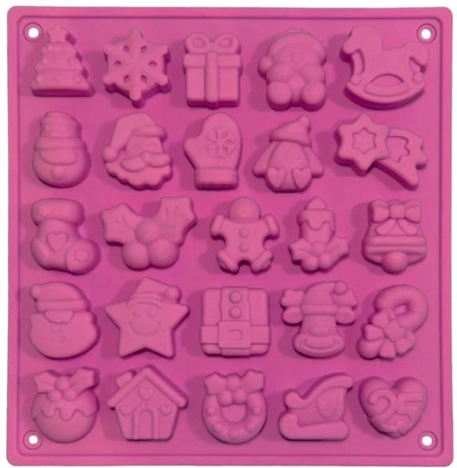 Moule de Noël en silicone pour biscuits, rose, 25 pièces