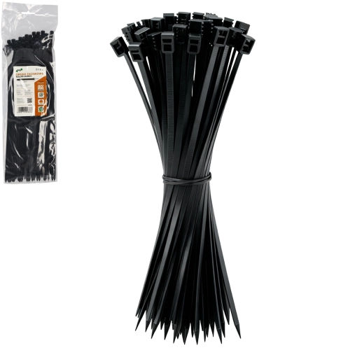 Lot de colliers de serrage 4,8 × 300 mm, noirs, résistants aux UV (100 pcs)