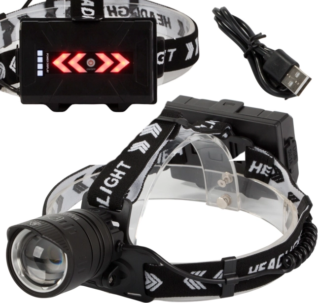 Lampe frontale Bailong Cree LED avec fonction powerbank et zoom