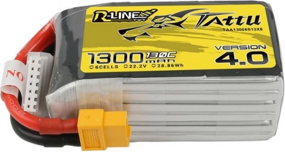 Batterie LiPo Tattu R-Line 1300 mAh 130C 22,2 V 6S1P XT60
