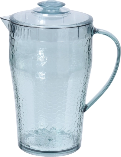 Pichet en plastique avec couvercle 1,9 l – aspect verre recyclé