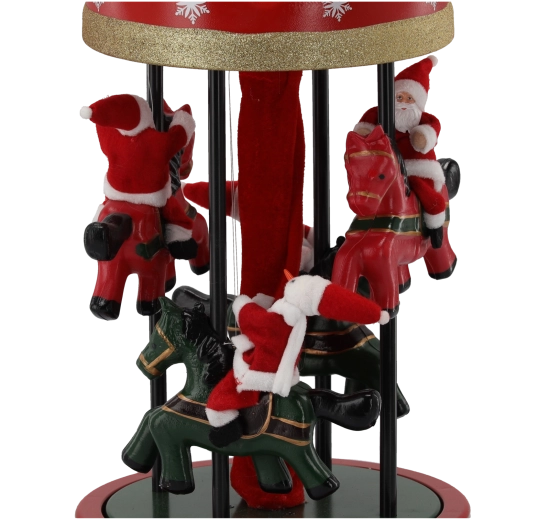 Carrousel LED de Noël avec pères Noël, mélodie et mouvement, 60 cm