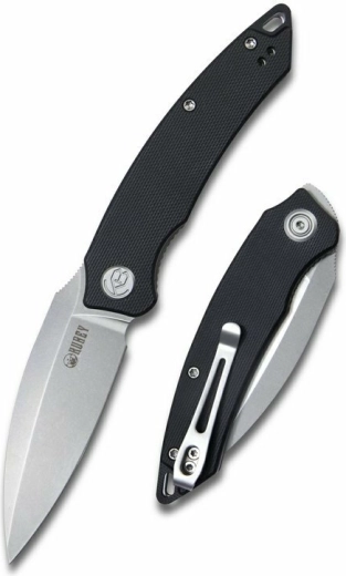 Couteau de poche pliant Kubey Leaf 7,6 cm, AUS-10, G10 noir - 1 pièce