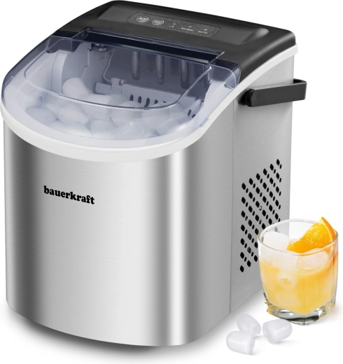 Machine à glaçons compacte Bauerkraft 12 kg/24 h, 1,3 l, argentée