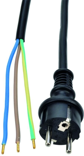 Solight flexo cordon en caoutchouc 3× 1 mm² noir 2,5 m
