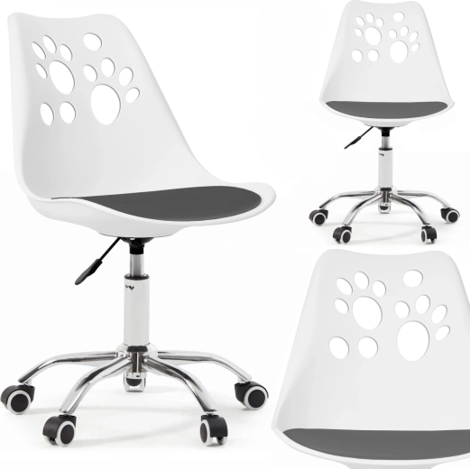 Chaise de bureau enfant ergonomique pivotante Bauerkraft blanc-gris