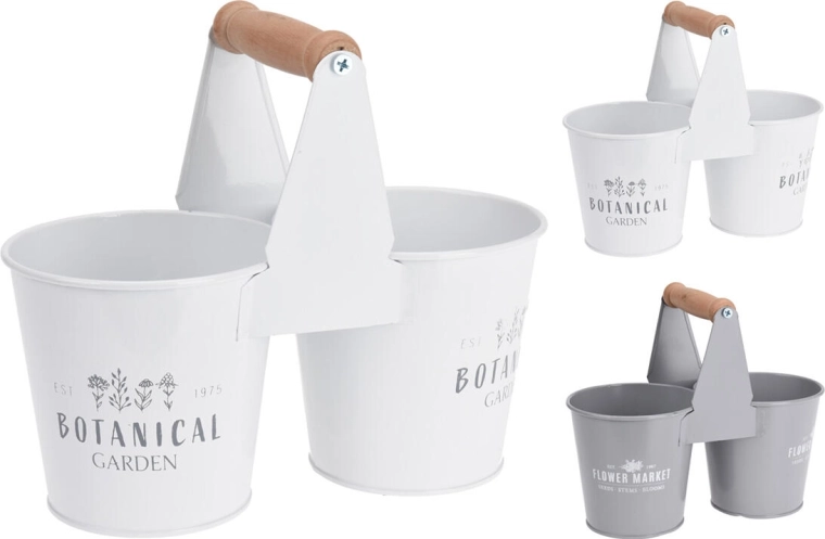 Jardinière décorative double en métal avec poignée 23,5 × 11,5 × 10,8 cm