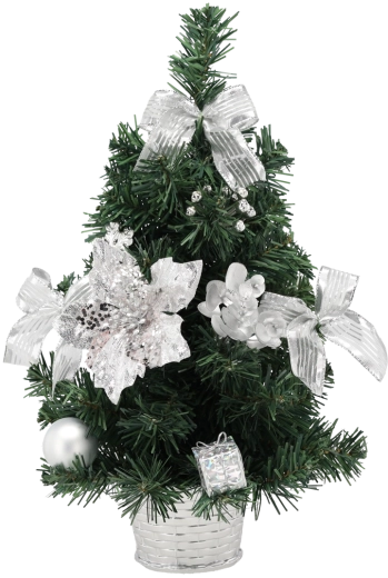 Petit sapin de Noël argenté avec éclairage LED 40 cm