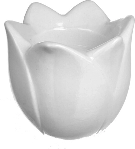 Bougeoir en céramique tulipe blanc