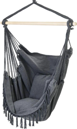 Fauteuil suspendu oscillant brésilien avec coussins 130 kg graphite