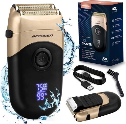 Rasoir à grille BERDSEN noir-or avec écran LCD