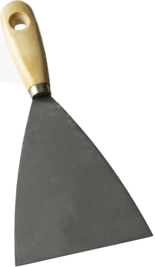 Spatule inox en coin 100 mm avec manche en bois