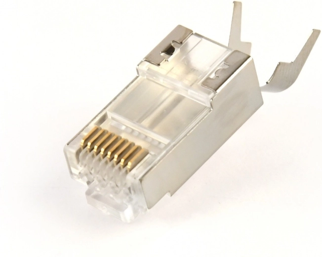 Connecteur modulaire RJ45 Cat7 blindé pass-through, plaqué or 15 µ, 10 pcs