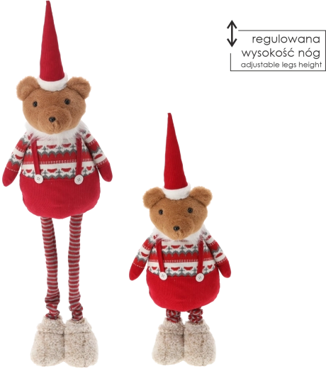 Ours en peluche de Noël avec jambes réglables rouge - 1 pièce