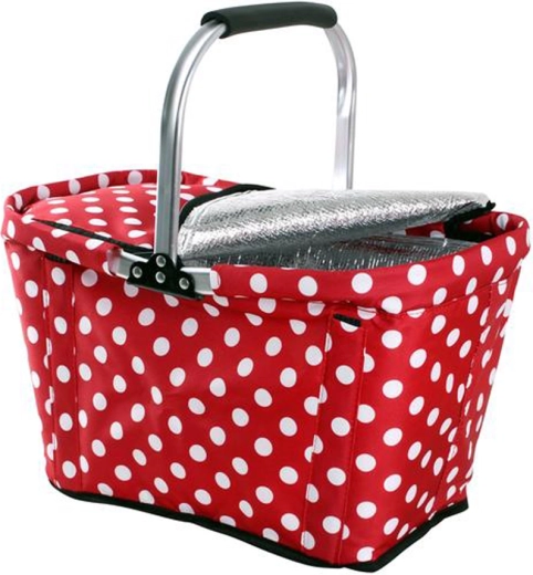 Panier de courses isotherme pliable avec fermeture éclair TORO, pois rouges