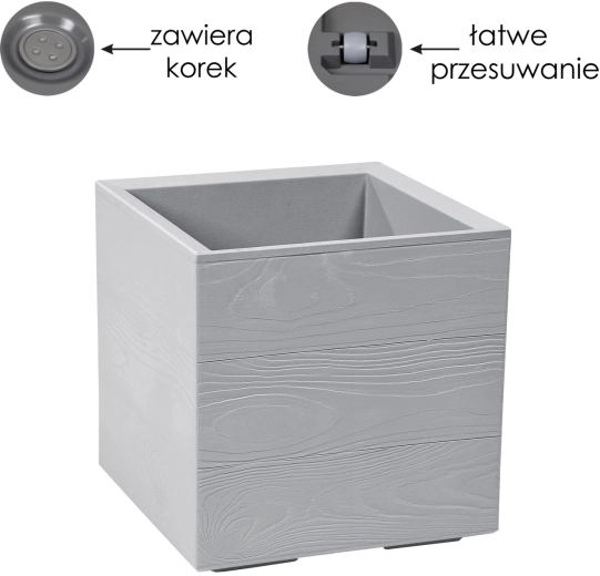 Pot de fleurs Lamela Karo 30 × 30 × 30 cm, gris