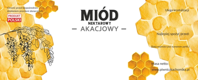 Lot de 100 étiquettes pour miel de fleurs d’acacia 154 × 60 mm