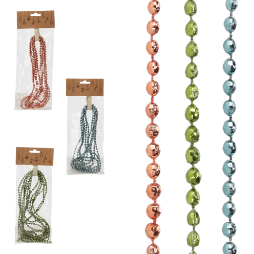 Guirlande de Noël avec perles 2,7 m – olive, cuivré et graphite