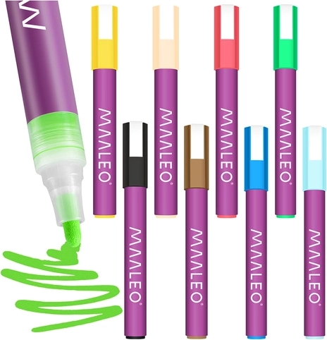 Marqueurs acryliques MAALEO, set de 8 couleurs