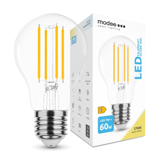 Modee Ampoule LED Filament A60 7 W E27, 806 lm, blanc chaud