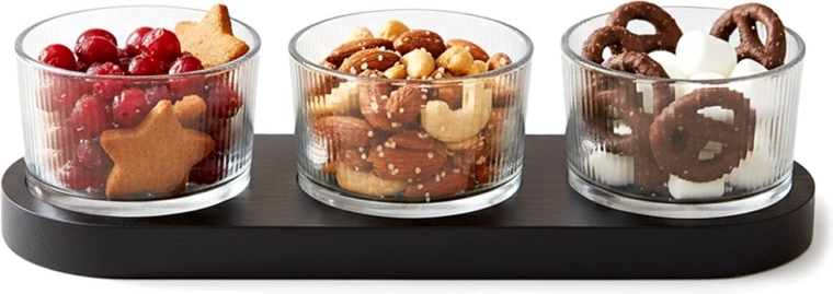 Coupelles en verre pour amuse-bouches sur plateau, set de 4 pièces