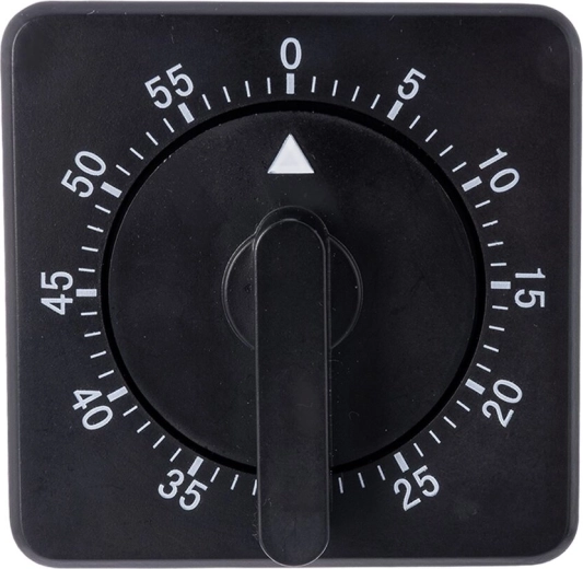 Minuteur de cuisine mécanique avec aimant noir - 1 pièce