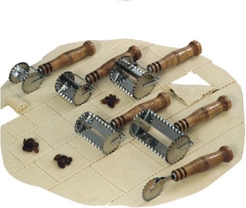 Roulette à pâte carrée 6 × 6 cm, acier inoxydable avec poignée en bois